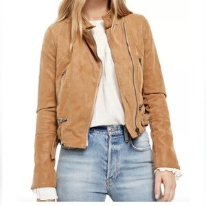 Free People‎ Fenix Moto Jacket Vegan Leather Sz M Camel color